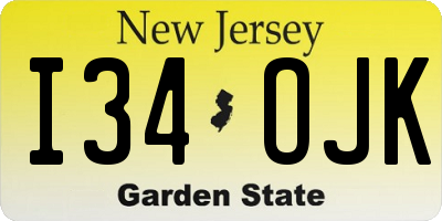 NJ license plate I34OJK
