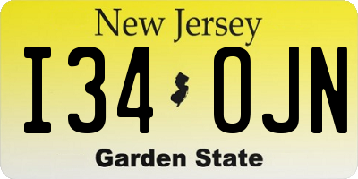 NJ license plate I34OJN