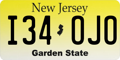 NJ license plate I34OJO