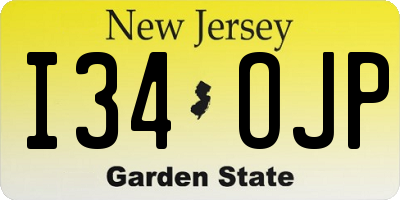 NJ license plate I34OJP