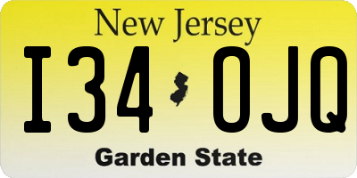 NJ license plate I34OJQ