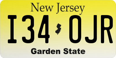 NJ license plate I34OJR