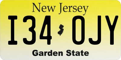 NJ license plate I34OJY