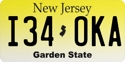NJ license plate I34OKA