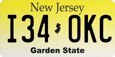 NJ license plate I34OKC