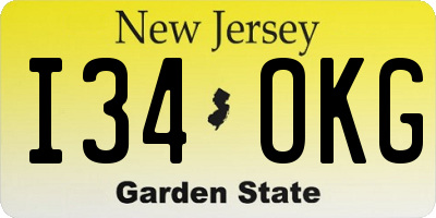 NJ license plate I34OKG
