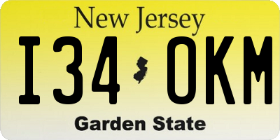 NJ license plate I34OKM