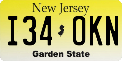 NJ license plate I34OKN