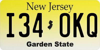 NJ license plate I34OKQ