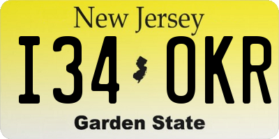 NJ license plate I34OKR