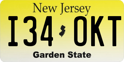 NJ license plate I34OKT