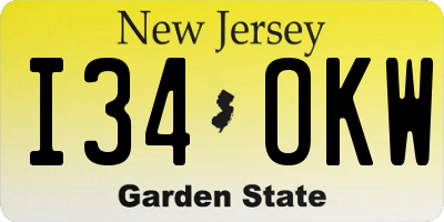 NJ license plate I34OKW