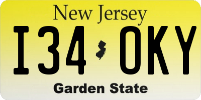 NJ license plate I34OKY