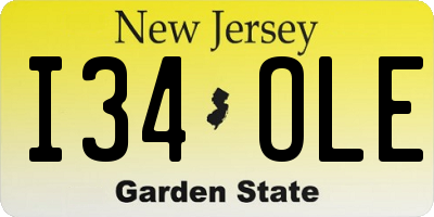NJ license plate I34OLE