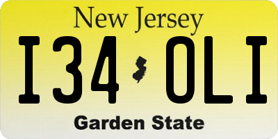 NJ license plate I34OLI
