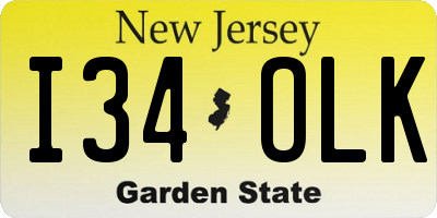 NJ license plate I34OLK