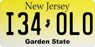NJ license plate I34OLO