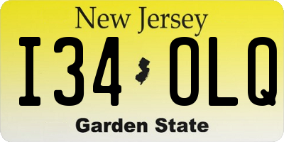 NJ license plate I34OLQ