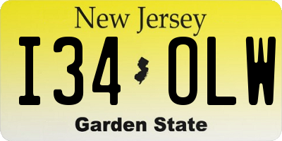 NJ license plate I34OLW