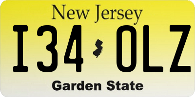 NJ license plate I34OLZ