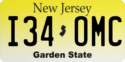NJ license plate I34OMC
