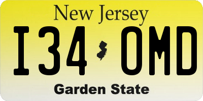 NJ license plate I34OMD