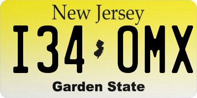 NJ license plate I34OMX