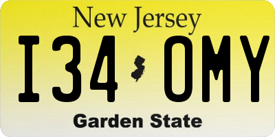 NJ license plate I34OMY