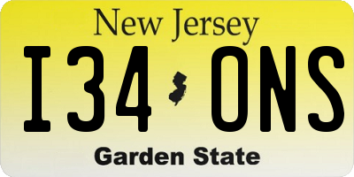 NJ license plate I34ONS