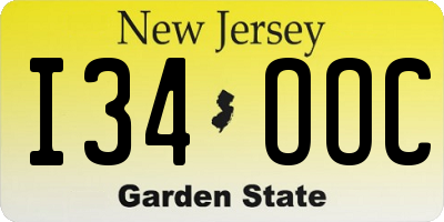 NJ license plate I34OOC