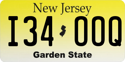 NJ license plate I34OOQ
