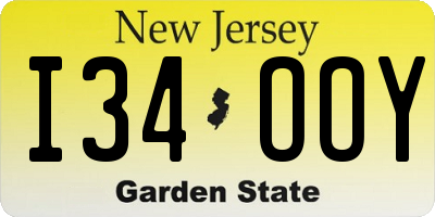 NJ license plate I34OOY