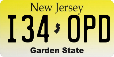 NJ license plate I34OPD