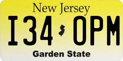 NJ license plate I34OPM
