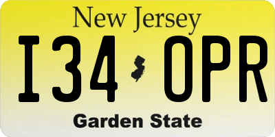 NJ license plate I34OPR