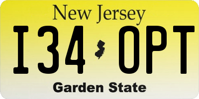 NJ license plate I34OPT