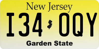 NJ license plate I34OQY