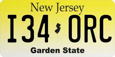 NJ license plate I34ORC