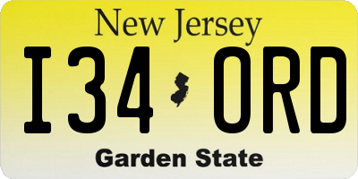 NJ license plate I34ORD