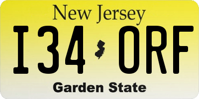 NJ license plate I34ORF