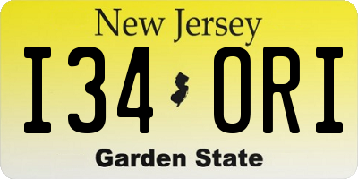 NJ license plate I34ORI