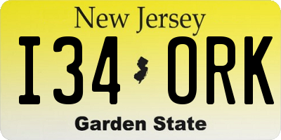 NJ license plate I34ORK