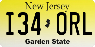 NJ license plate I34ORL