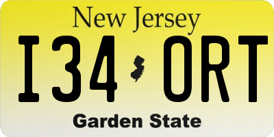 NJ license plate I34ORT