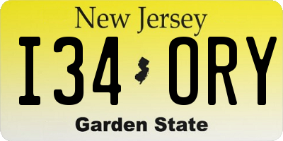NJ license plate I34ORY