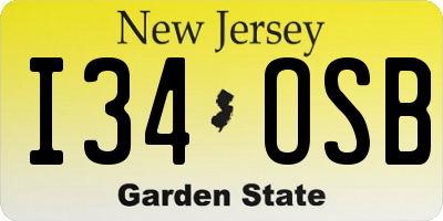 NJ license plate I34OSB