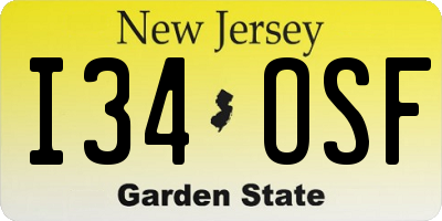 NJ license plate I34OSF