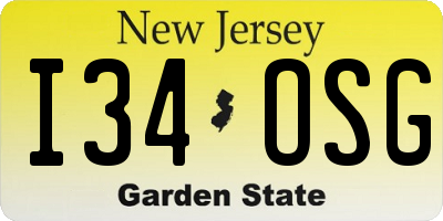 NJ license plate I34OSG