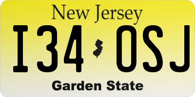 NJ license plate I34OSJ
