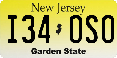 NJ license plate I34OSO